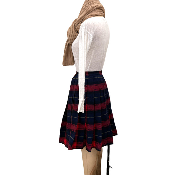 Vintage‎ Skirt Plaid Wrap Wool sz S 25in w Tartan Buffalo Fringe - Picture 2 of 6